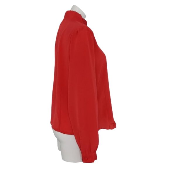 Vintage 80s Christie & Jill Embroidered Cut-out Red Blouse - Picture 10 of 16